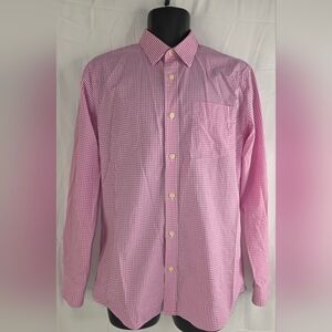 Banana Republic Men's Pink Checkered Shirt Size M 15-15 1/2 Slim Fit E-1711
